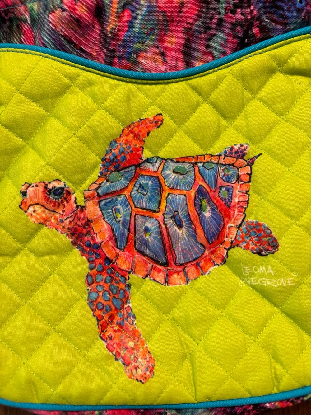 Loma Lovegrove Quilted Turtle Crossbody Bag - Lime & Multicolor - Picture 4 of 4